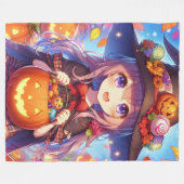 Niedlich Anime Halloween Hexe Fleecedecke (Vorderseite (Horizontal))