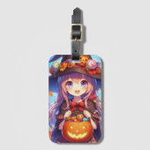 Niedlich Anime Halloween Hexe Gepäckanhänger (Vorderseite Vertikal)