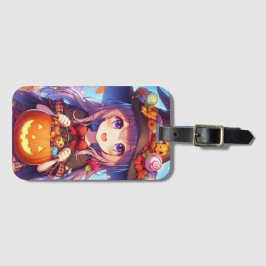 Niedlich Anime Halloween Hexe Gepäckanhänger (Vorderseite (Horizontal))