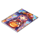 Niedlich Anime Halloween Hexe Notizblock (Linke Seite)