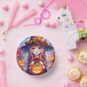 Niedlich Anime Halloween Hexe Pappteller (Party)