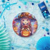 Niedlich Anime Halloween Hexe Pappteller (Party)