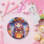 Niedlich Anime Halloween Hexe Pappteller (Party)