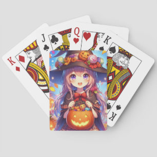 Niedlich Anime Halloween Hexe Spielkarten