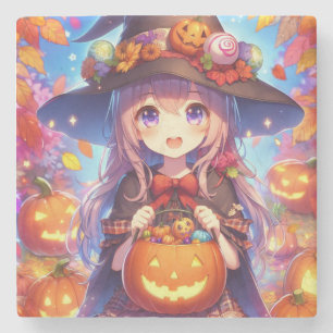 Niedlich Anime Halloween Hexe Steinuntersetzer