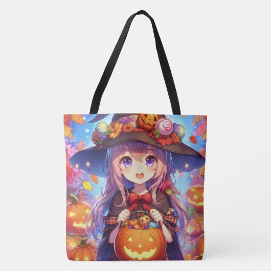 Niedlich Anime Halloween Hexe Tasche (Vorderseite)