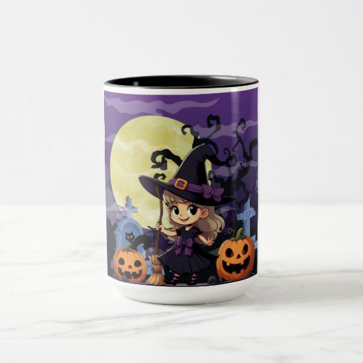 Niedlich Anime Halloween Hexe Tasse (Zentrum)