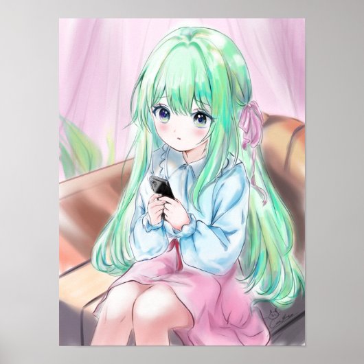 Niedlich Anime Little Girl Illustration Poster (Vorne)