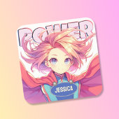 Niedlich Anime Quadratischer Aufkleber