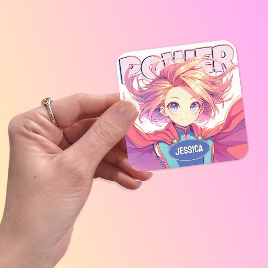 Niedlich Anime Quadratischer Aufkleber