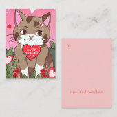 Niedlich Anime Valentine Cat Mitteilungskarte (Vorne/Hinten)