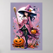 Niedlich animierte Halloween-Hexe Poster (Vorne)