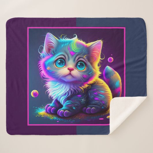 Niedlich animierte Kitten Sherpadecke (Vorderseite (Horizontal))