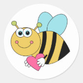 Niedlich animierte Valentintagsbiene Runder Aufkleber (Vorderseite)
