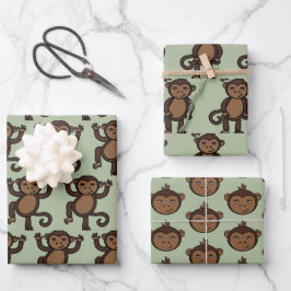 Niedlich animierter Affen Designer Druckkids druck Geschenkpapier Set
