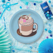 Niedlich animierter Hot Chocolate Marshmallows Car Pappteller (Party)