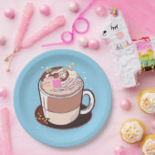 Niedlich animierter Hot Chocolate Marshmallows Car Pappteller (Party)