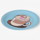 Niedlich animierter Hot Chocolate Marshmallows Car Pappteller (Schrägansicht)