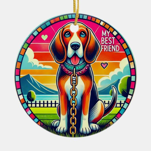 Niedlich animierter Hund Keramik Ornament (Vorne)