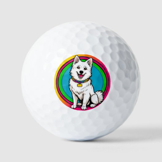 Niedlich animierter Hund mit Collar Golfball (Vorderseite)