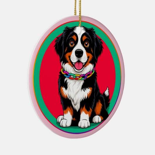 Niedlich animierter Hund mit Collar Keramik Ornament (Rechts)