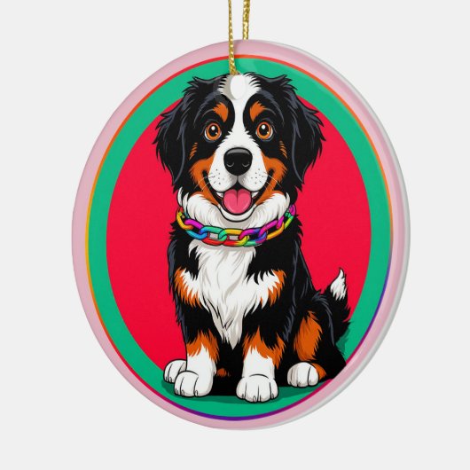 Niedlich animierter Hund mit Collar Keramik Ornament (Links)