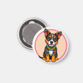 Niedlich animierter Hund mit Collar Magnet (Vorderseite/Rückseite)