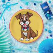 Niedlich animierter Hund mit Collar Pappteller (Party)