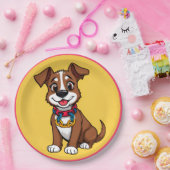Niedlich animierter Hund mit Collar Pappteller (Party)