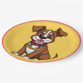 Niedlich animierter Hund mit Collar Pappteller (Schrägansicht)