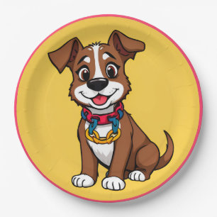 Niedlich animierter Hund mit Collar Pappteller