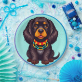 Niedlich animierter Hund mit Collar Pappteller (Party)