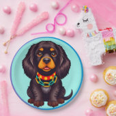 Niedlich animierter Hund mit Collar Pappteller (Party)