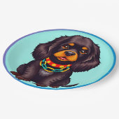 Niedlich animierter Hund mit Collar Pappteller (Schrägansicht)