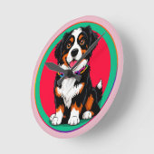 Niedlich animierter Hund mit Collar Runde Wanduhr (Winkel)