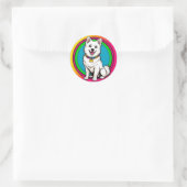 Niedlich animierter Hund mit Collar Runder Aufkleber (Tasche)