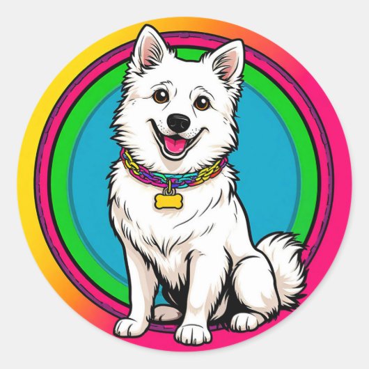 Niedlich animierter Hund mit Collar Runder Aufkleber (Vorderseite)