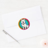 Niedlich animierter Hund mit Collar Runder Aufkleber (Umschlag)