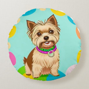 Niedlich animierter Hund mit Collar Rundes Kissen