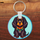 Niedlich animierter Hund mit Collar Schlüsselanhänger (Rückseite)