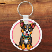 Niedlich animierter Hund mit Collar Schlüsselanhänger (Rückseite)