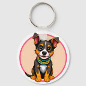 Niedlich animierter Hund mit Collar Schlüsselanhänger (Rückseite)