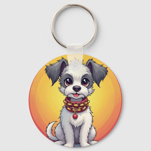 Niedlich animierter Hund mit Collar Schlüsselanhänger (Vorderseite)
