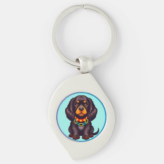 Niedlich animierter Hund mit Collar Schlüsselanhänger (Vorderseite)