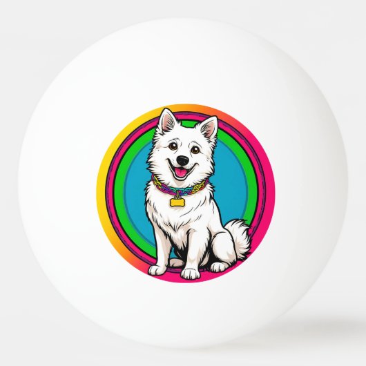 Niedlich animierter Hund mit Collar Tischtennisball (Vorderseite)