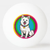 Niedlich animierter Hund mit Collar Tischtennisball (Rückseite)