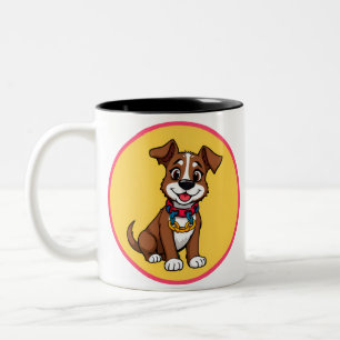 Niedlich animierter Hund mit Collar Zweifarbige Tasse