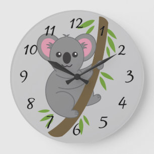 Niedlich animierter Koala-Bär Große Wanduhr