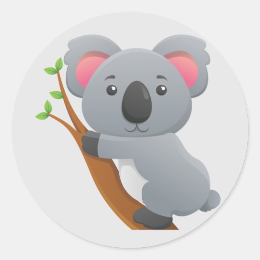 Niedlich animierter Koala-Bär Runder Aufkleber (Vorderseite)