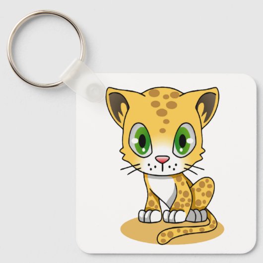 Niedlich animierter Leopard Schlüsselanhänger (Vorderseite)
